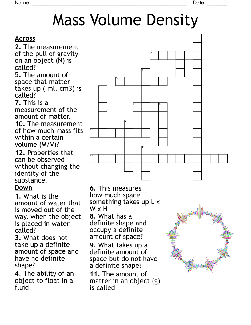 Mass Volume Density Crossword