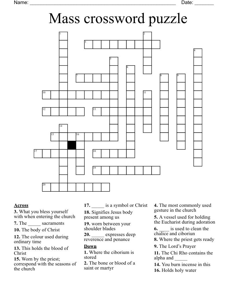 Mass crossword puzzle