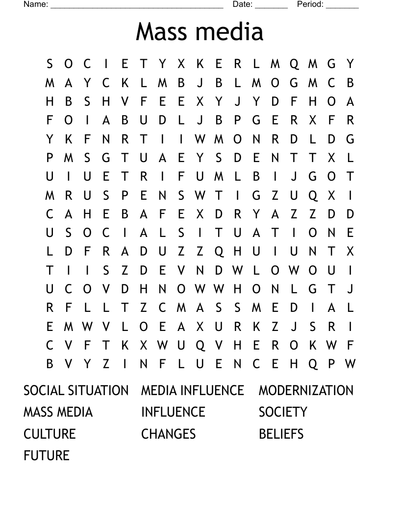 Mass media Word Search