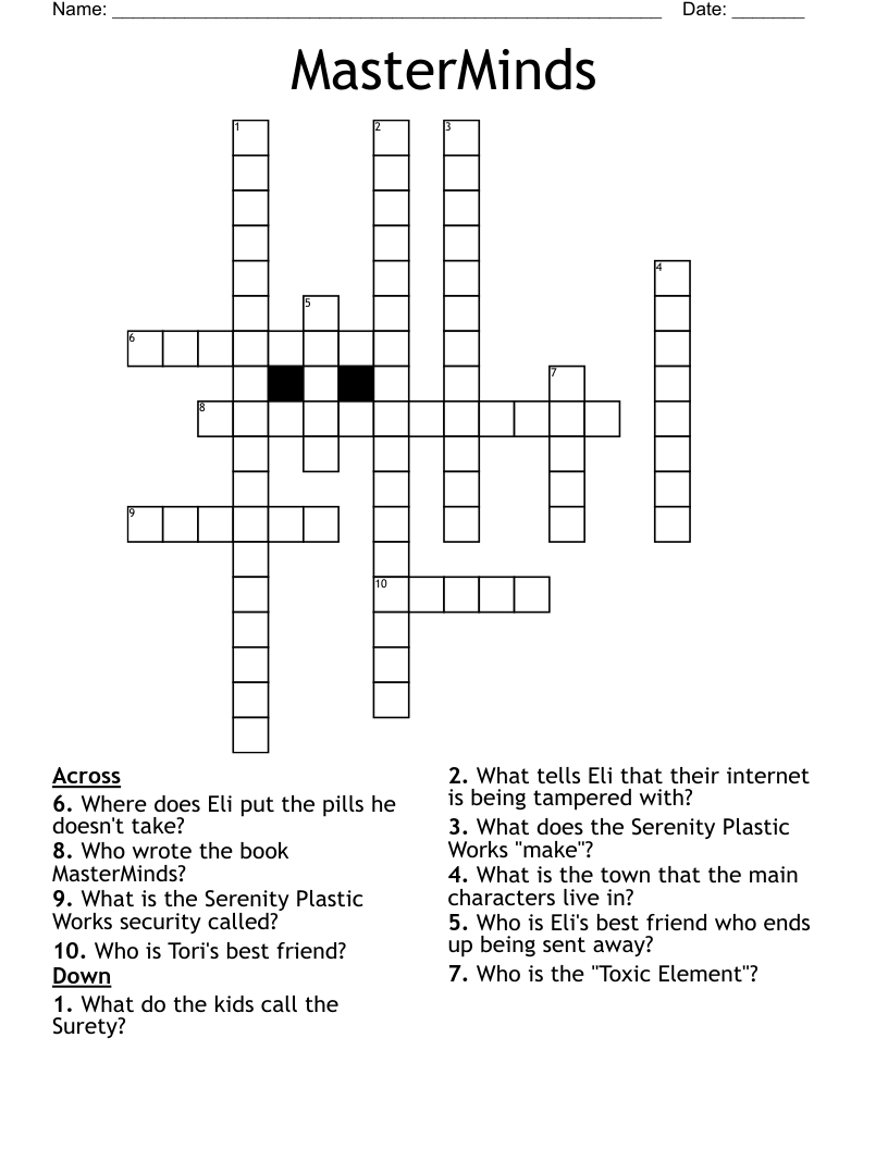 MasterMinds Crossword
