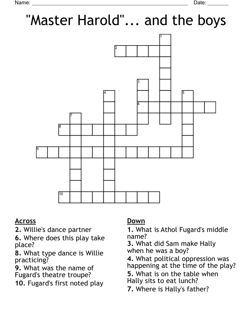 "Master Harold"... and the boys Crossword