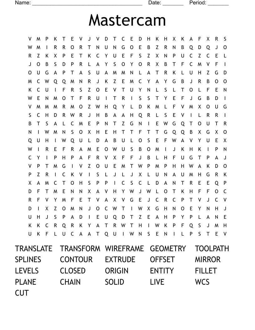 Mastercam Word Search