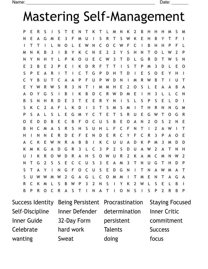 Mastering Self-Management Word Search
