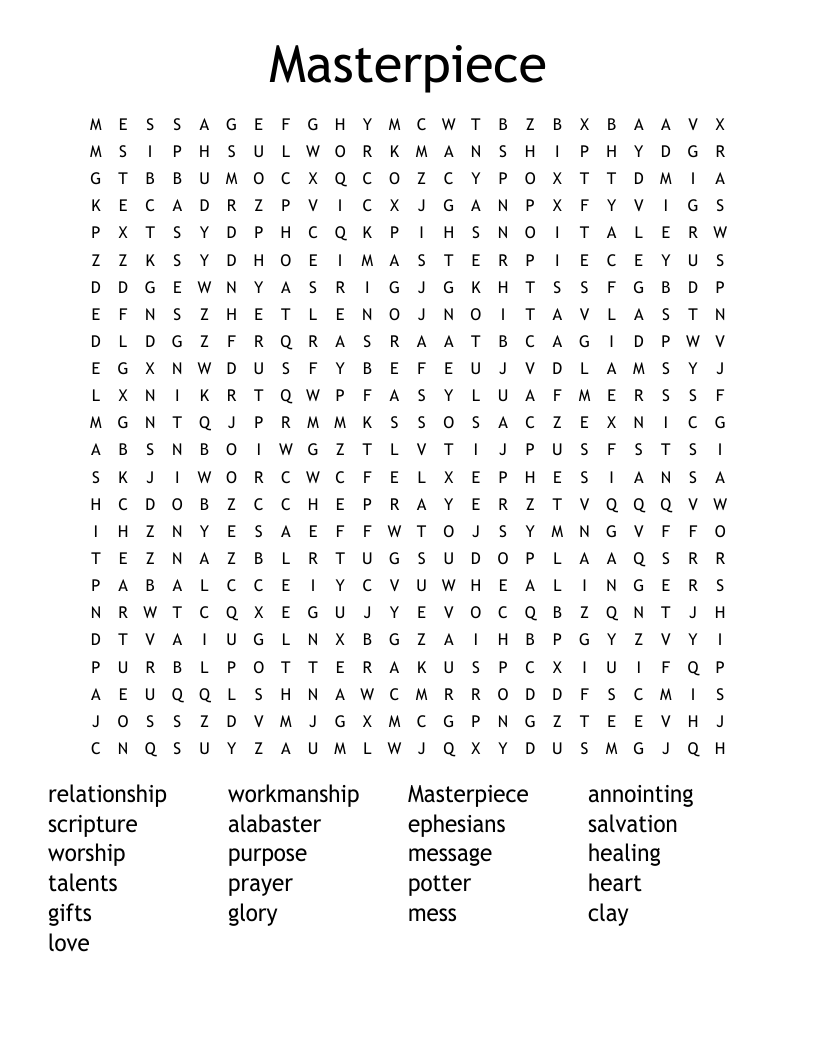 Masterpiece Word Search