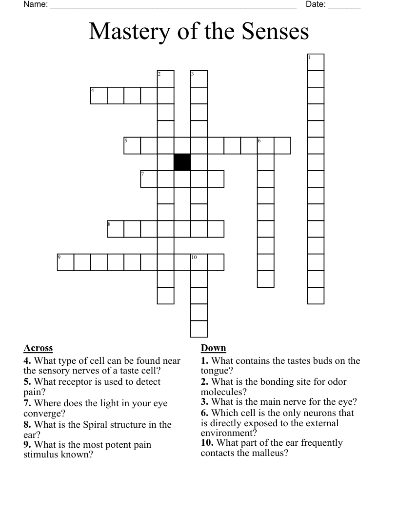 Mastery of the Senses Crossword