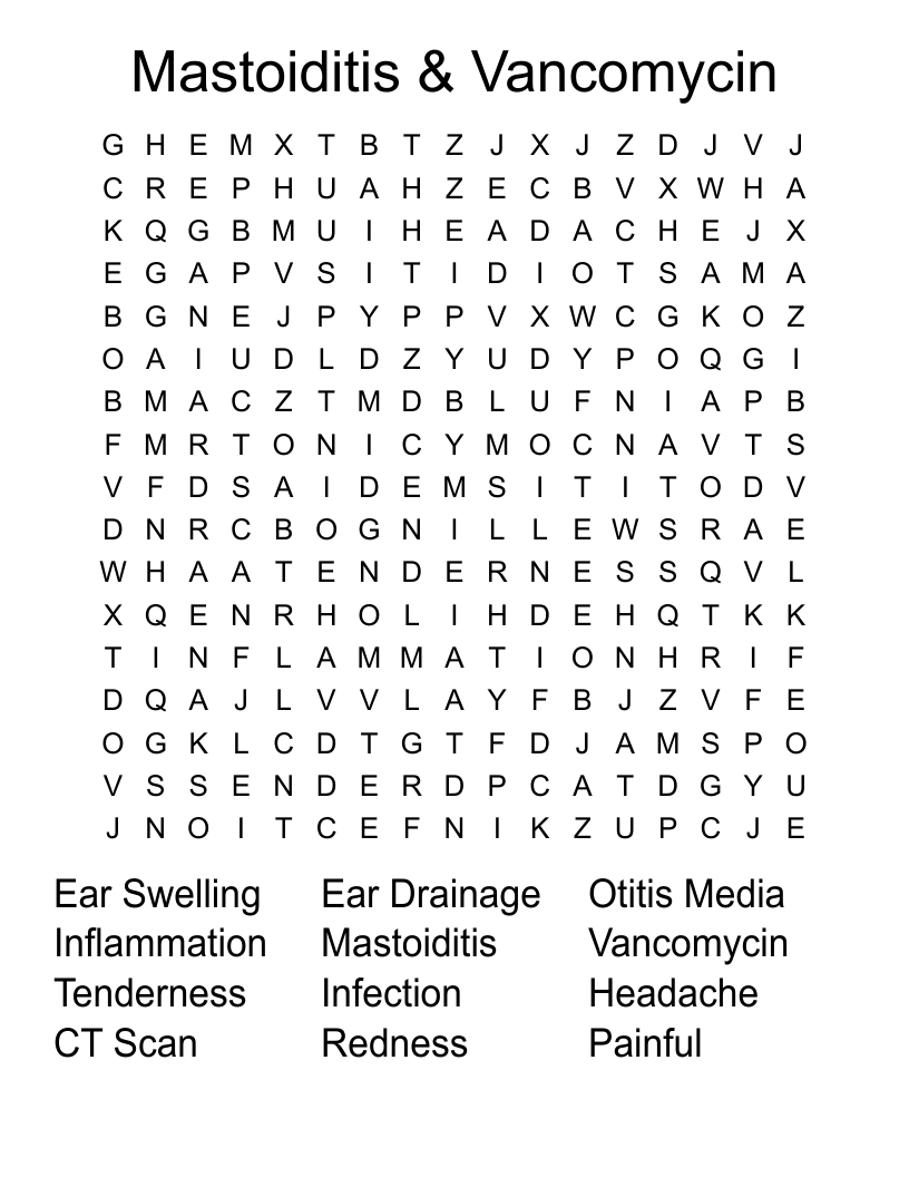 Mastoiditis & Vancomycin Word Search