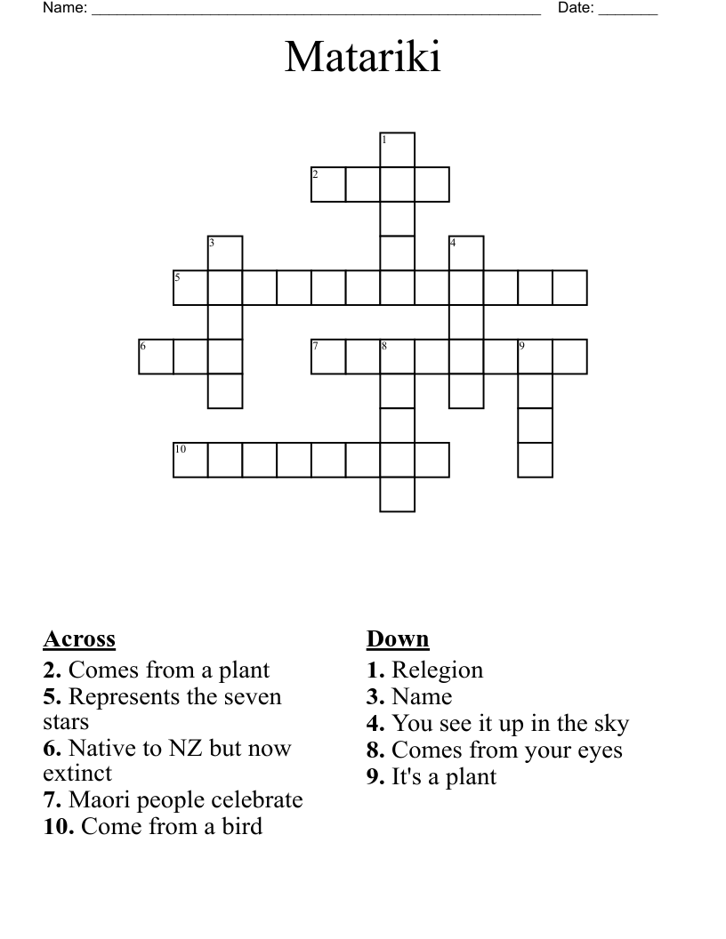 Matariki Crossword