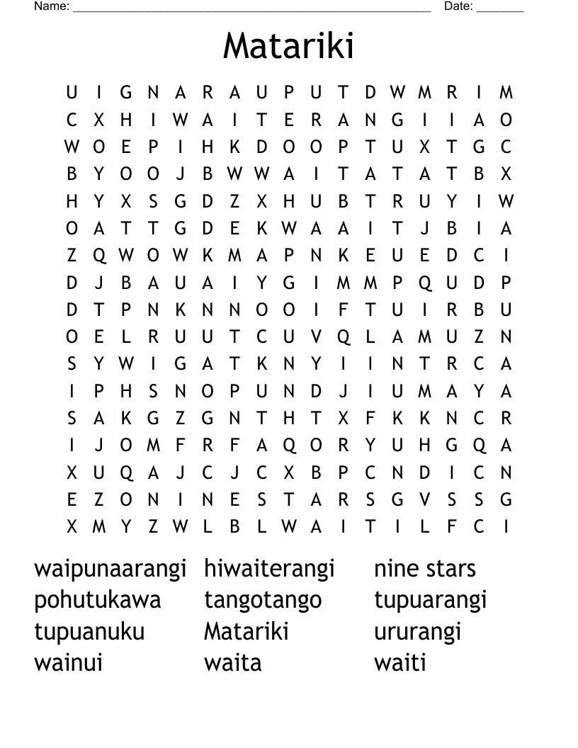 Matariki Word Search