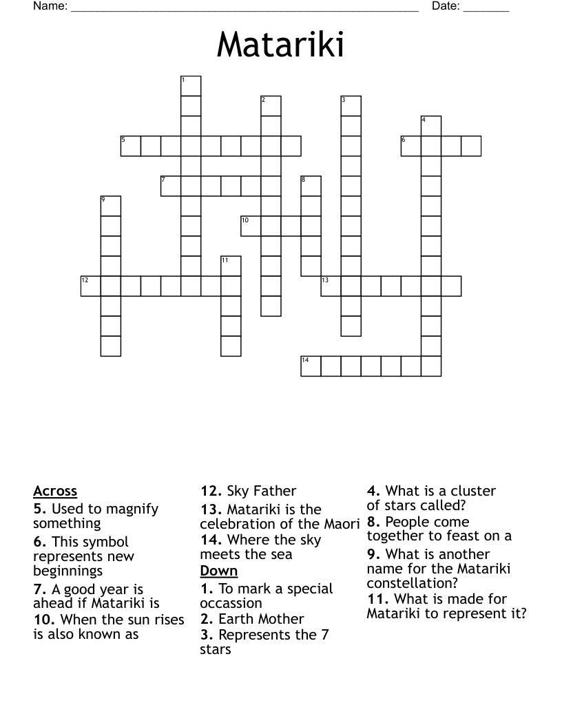 Matariki Crossword