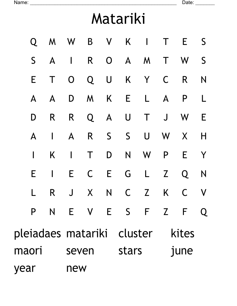 Matariki  Word Search