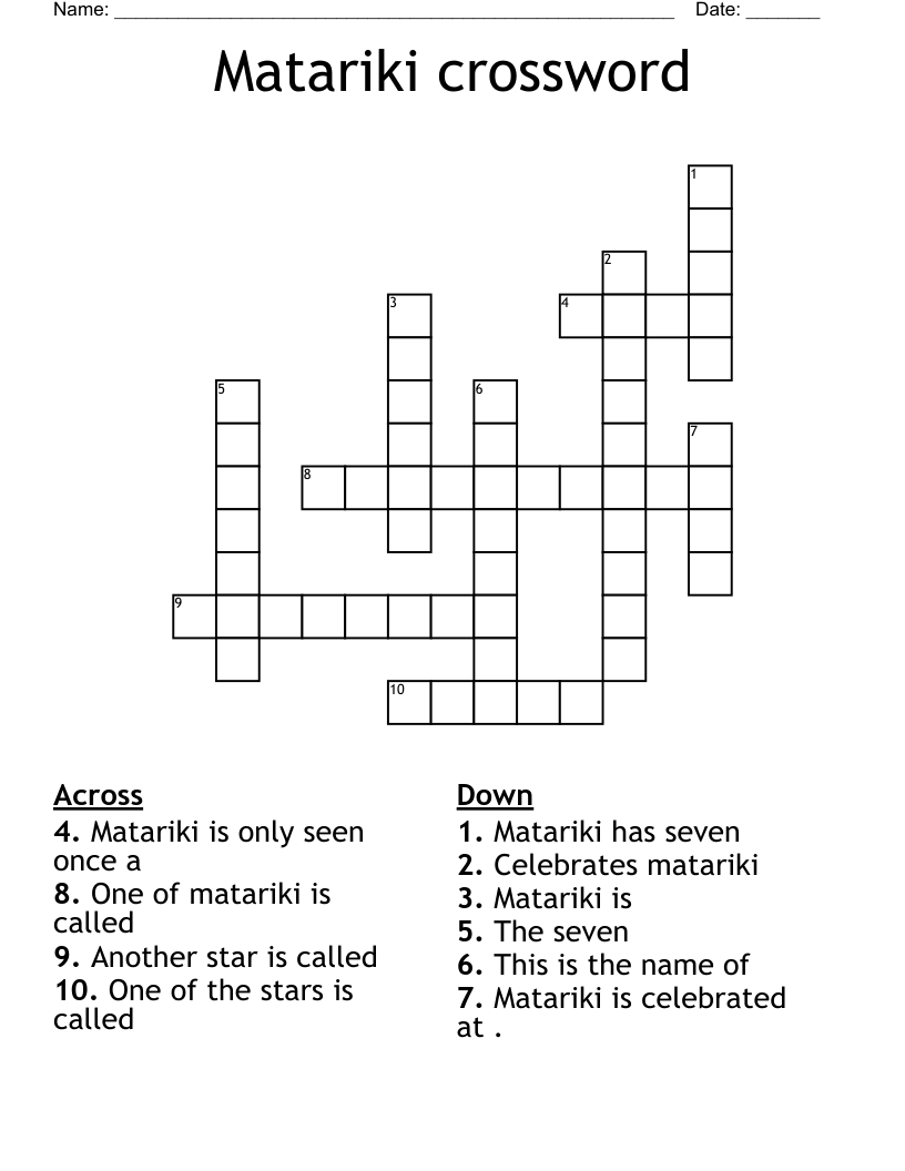 Matariki crossword 