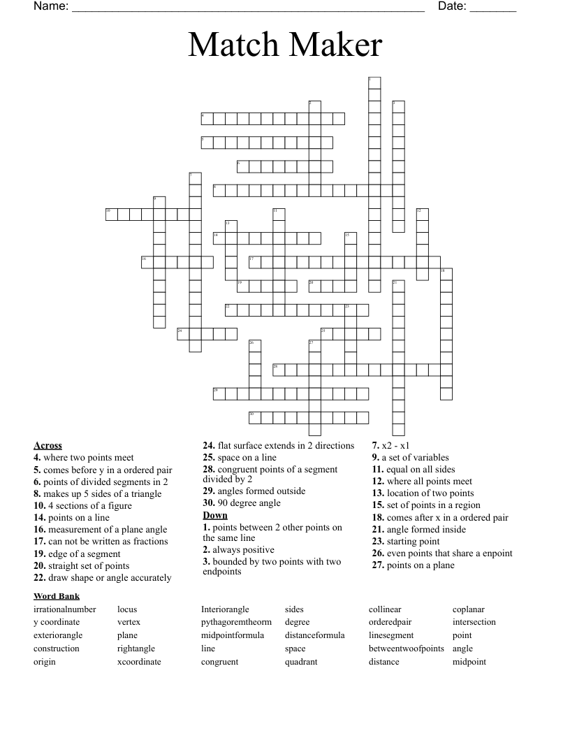 Match Maker Crossword