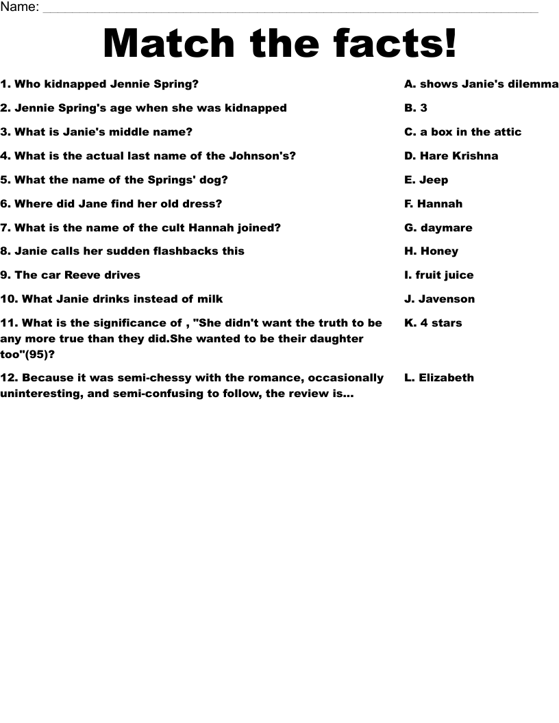 Match the facts! Worksheet