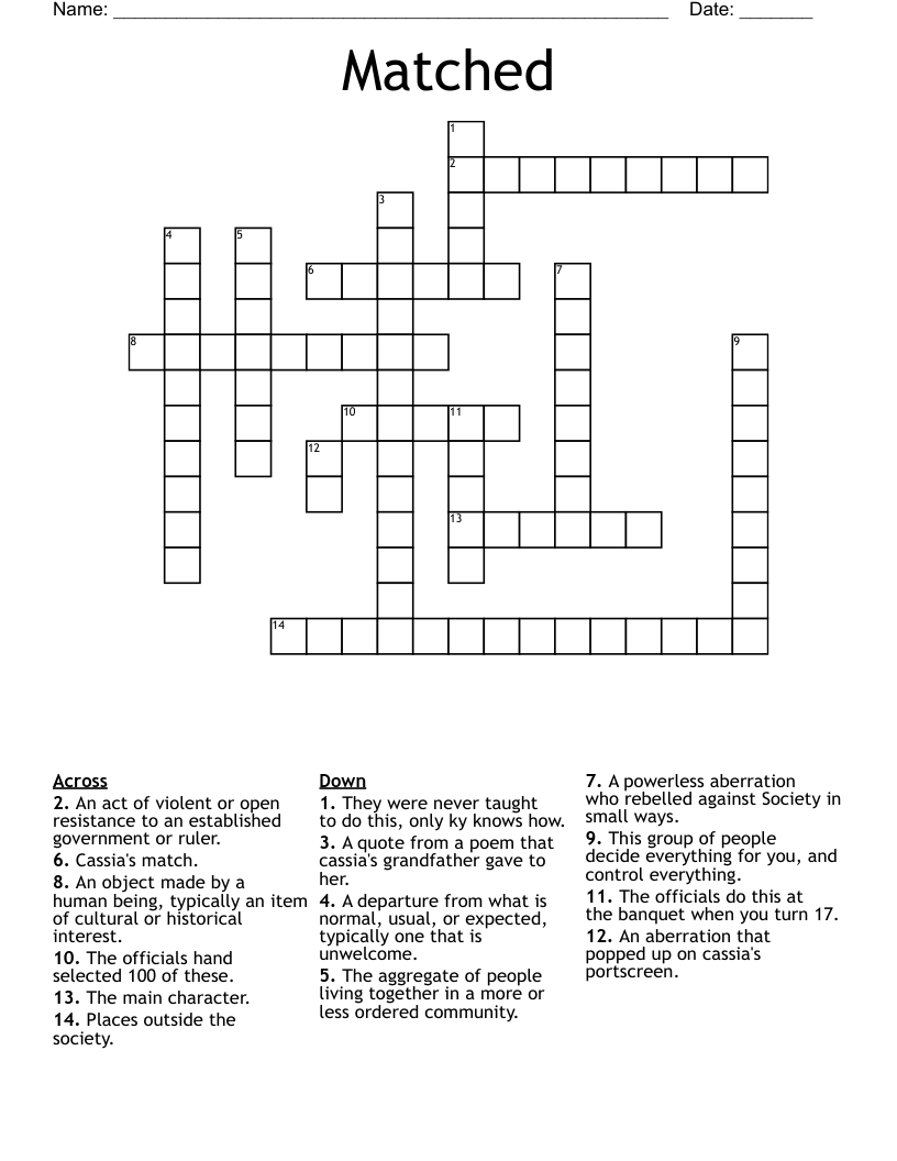 Matched Crossword