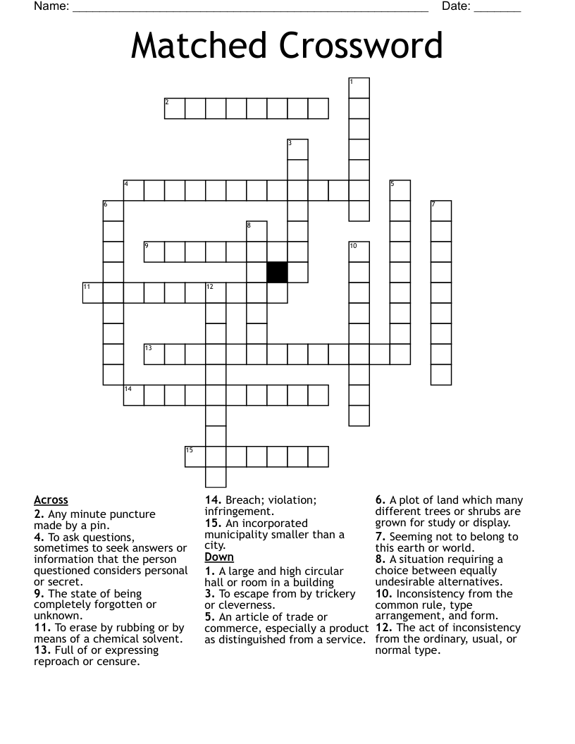 Matched Crossword