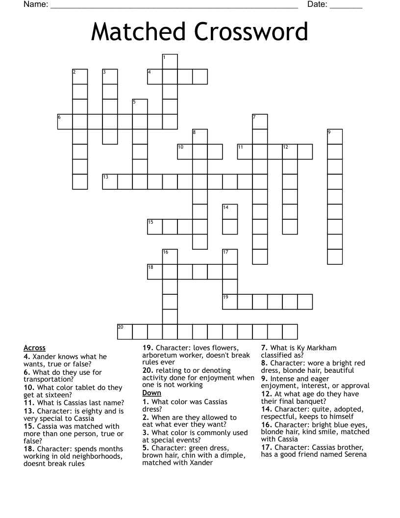 Matched Crossword