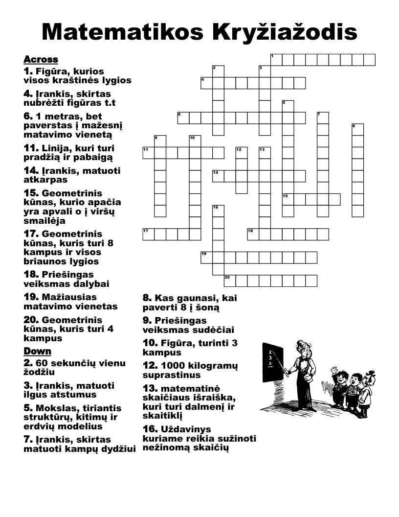 Matematikos Kryžiažodis Crossword