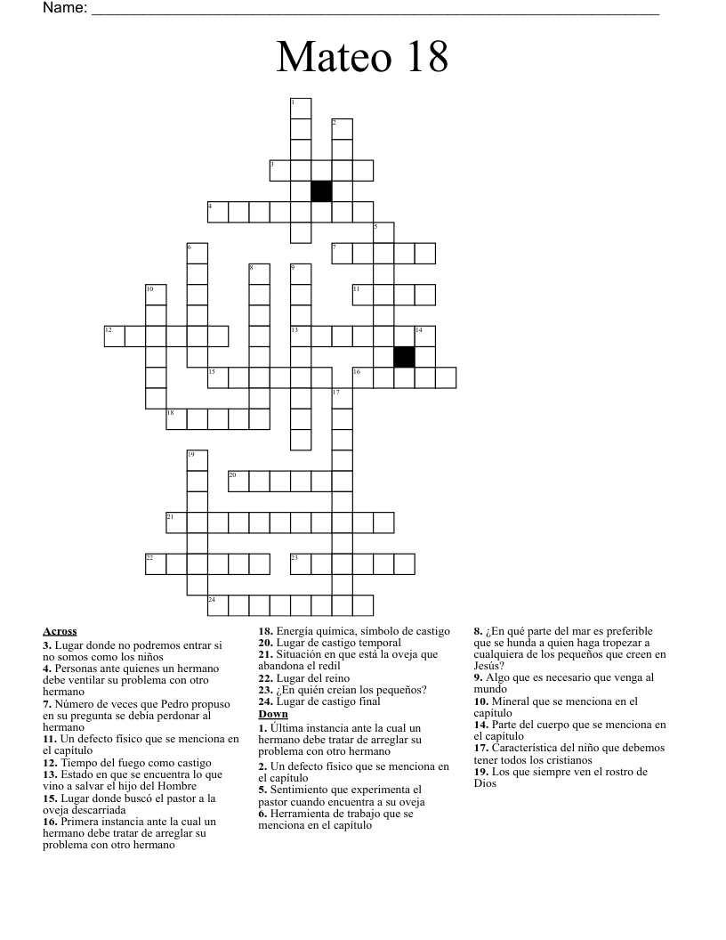 Mateo 18 Crossword