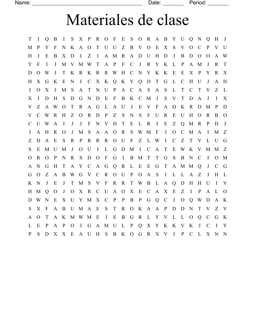 Materiales de clase Word Search