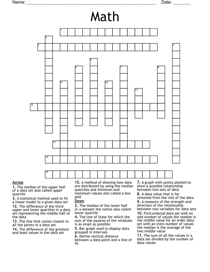 Math Crossword