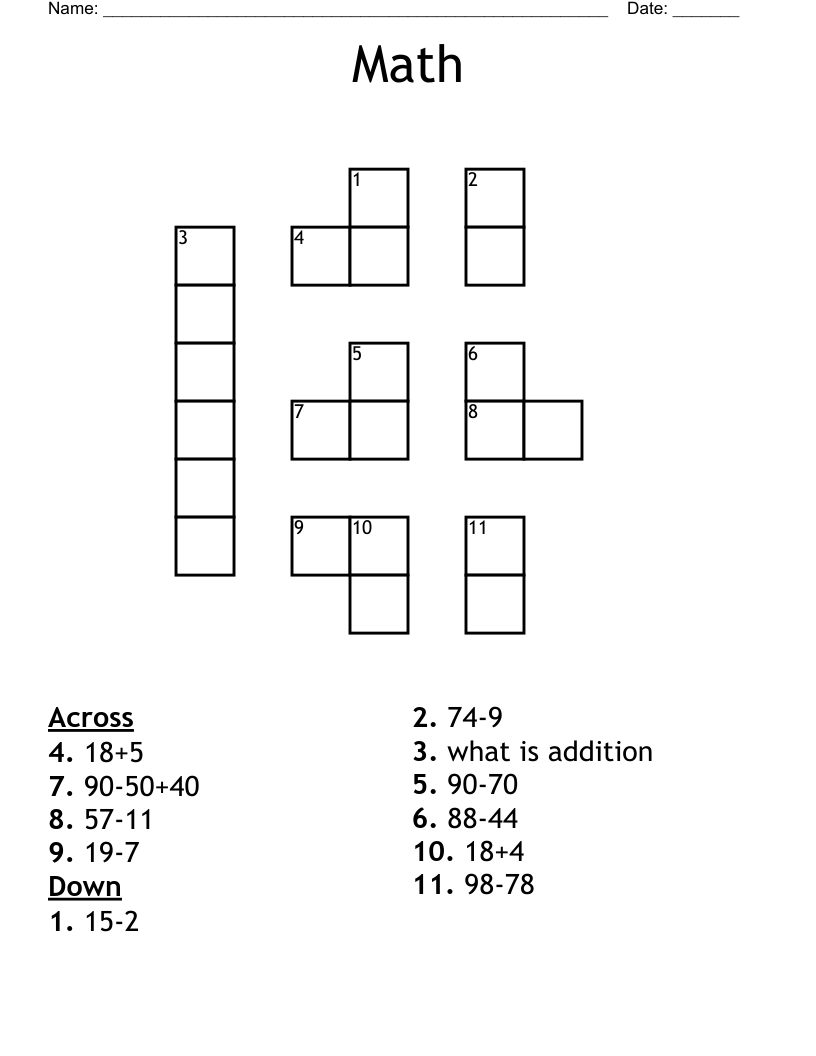 Math Crossword