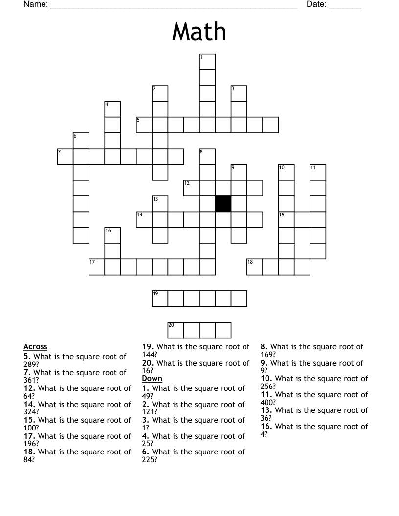 Math Crossword
