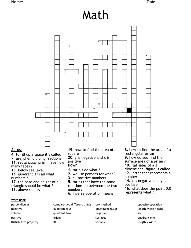 Math Crossword