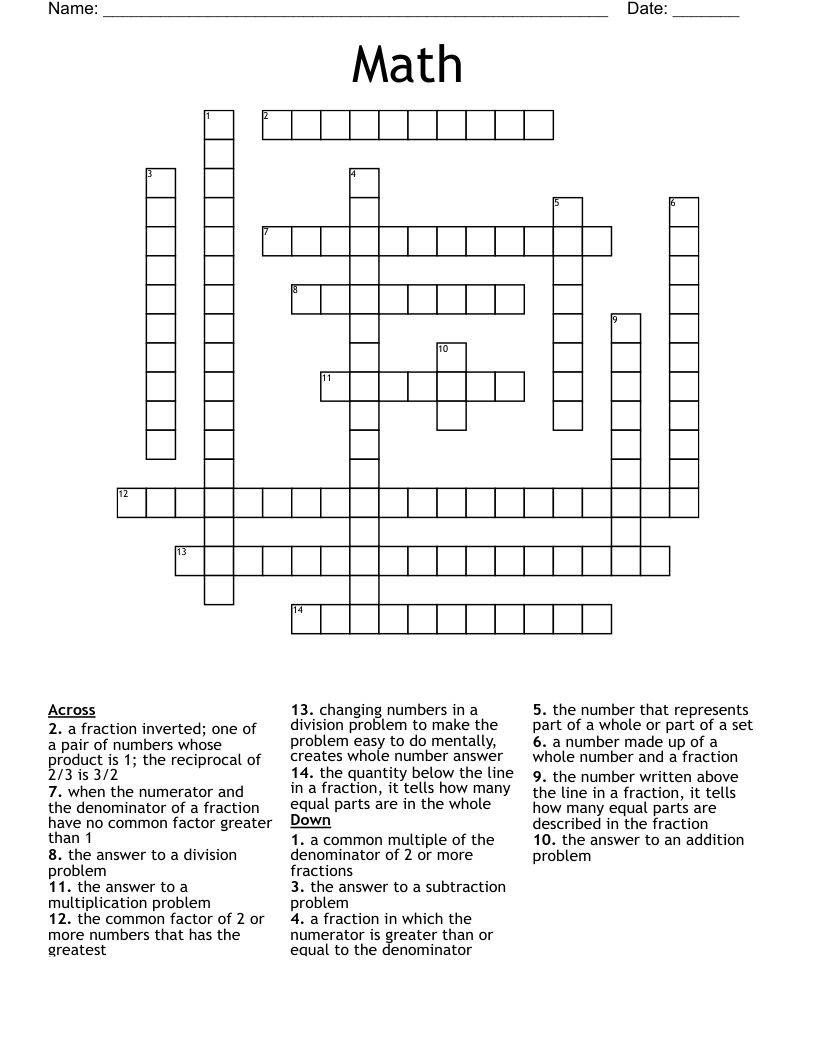 Math Crossword