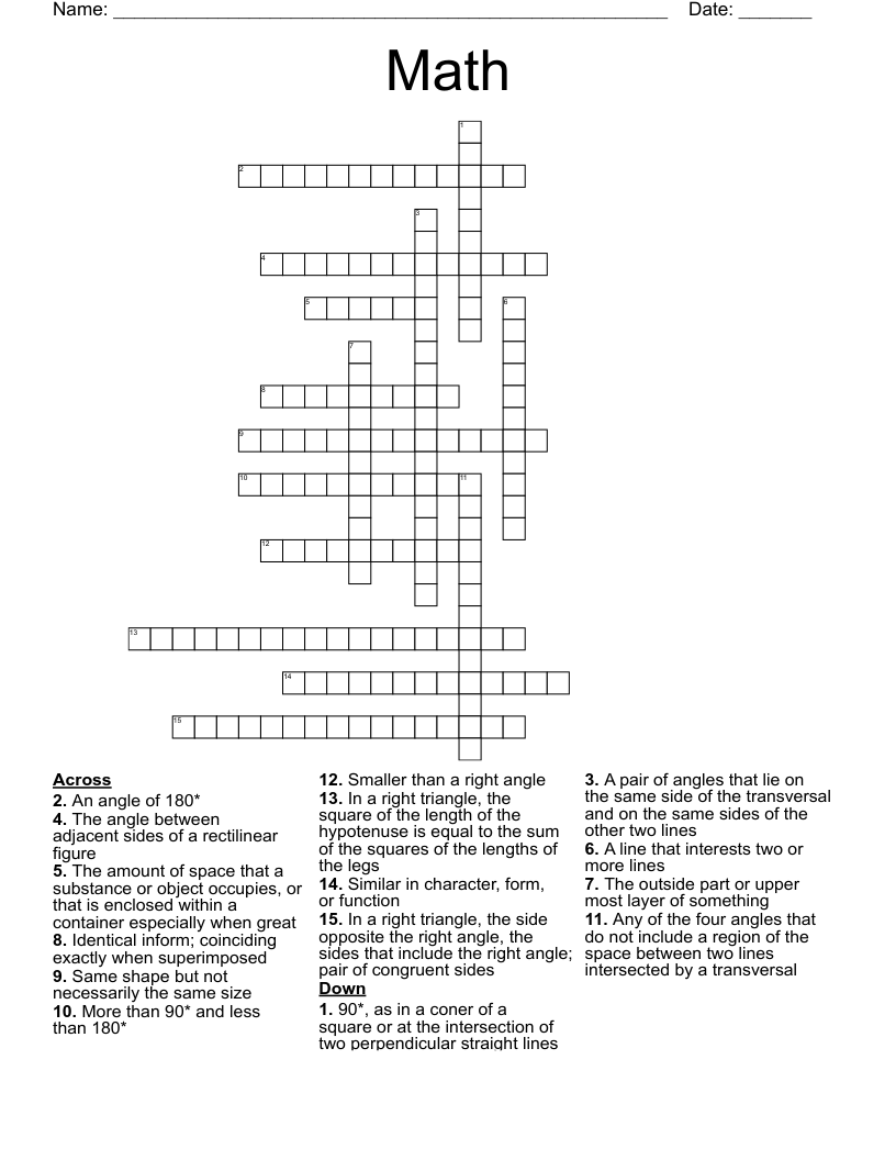Math Crossword