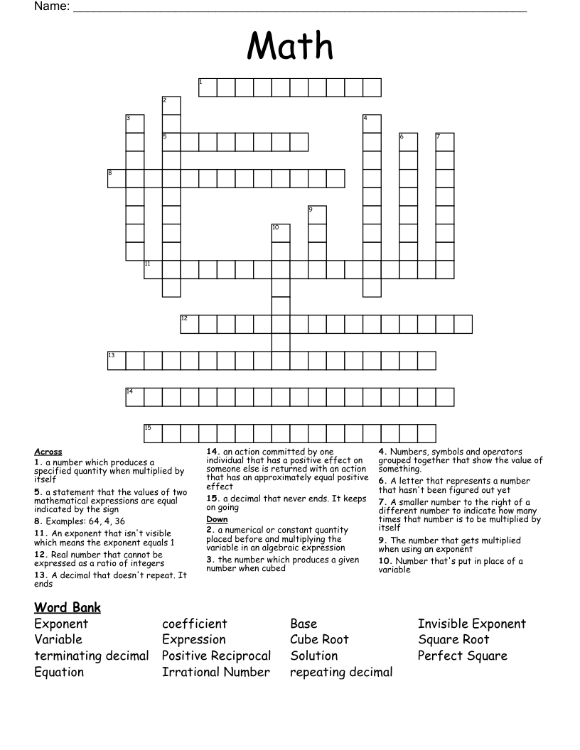Math Crossword