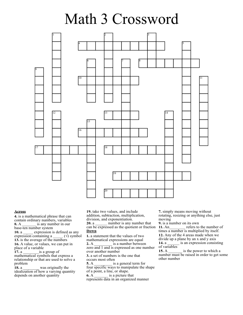 Math 3 Crossword