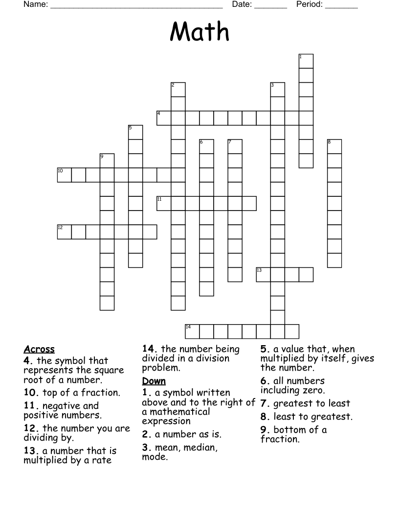 Math Crossword