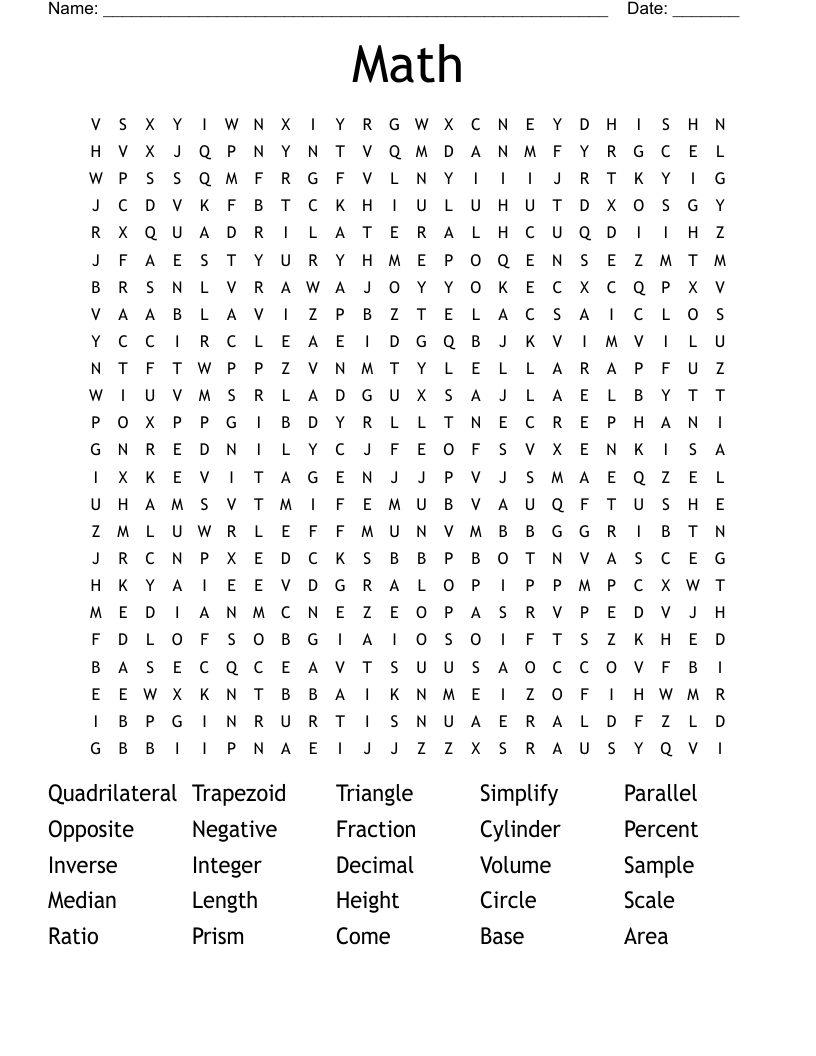 Math Word Search