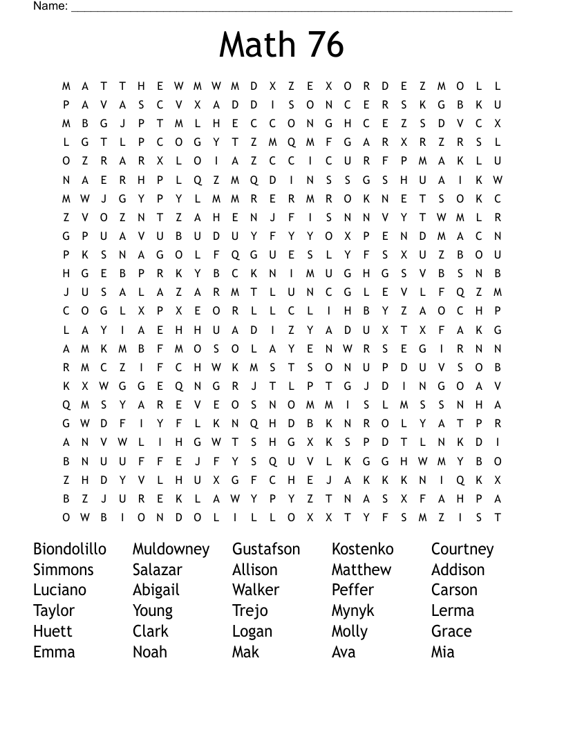 Math 76 Word Search