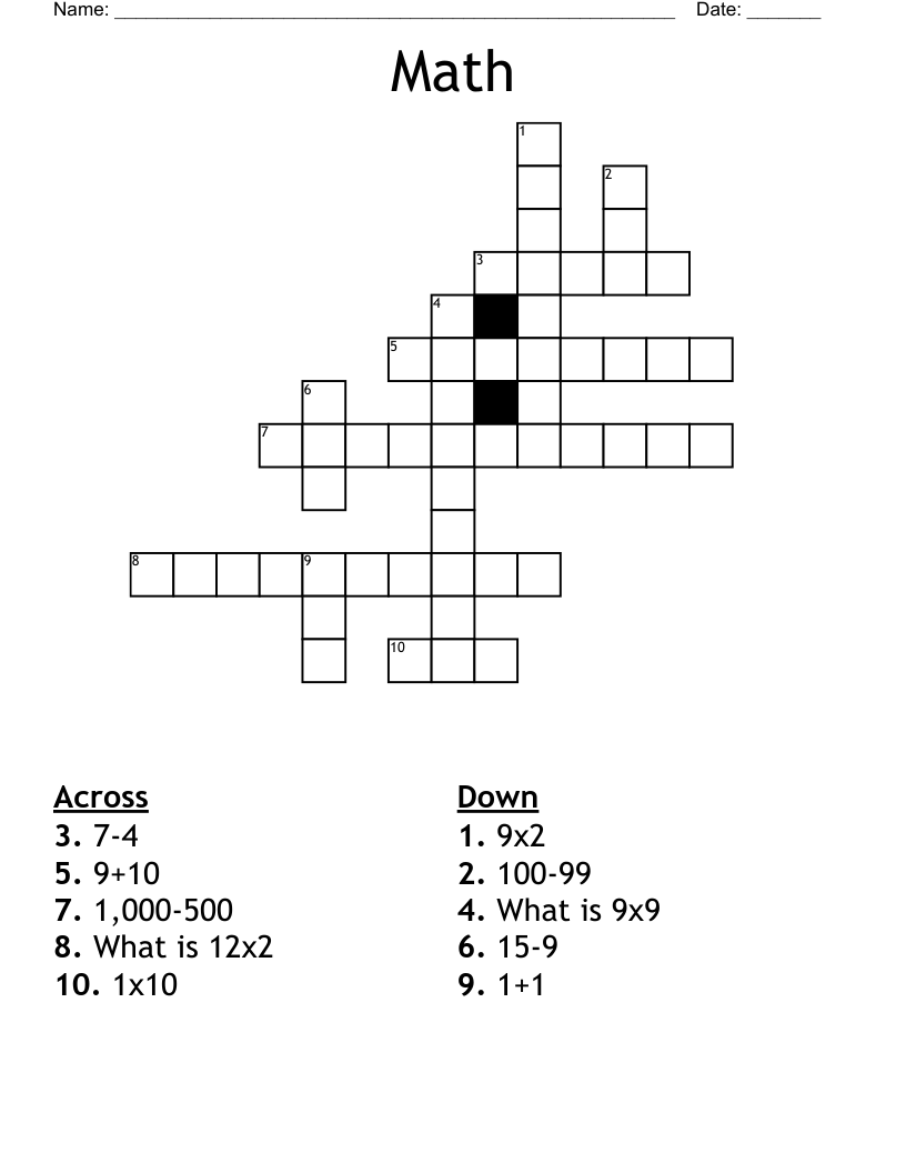Math Crossword