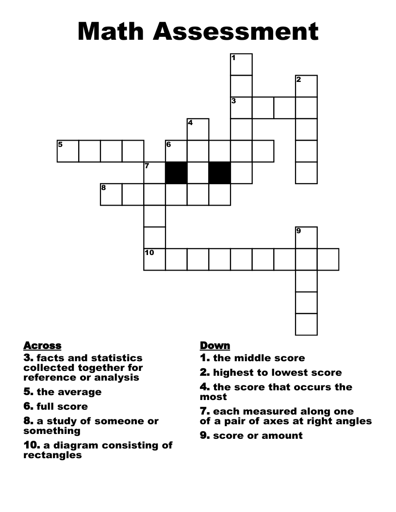 Math Assessment Crossword