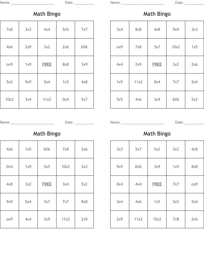 Math Bingo