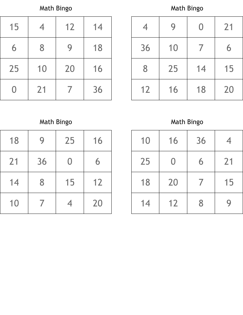 Math Bingo