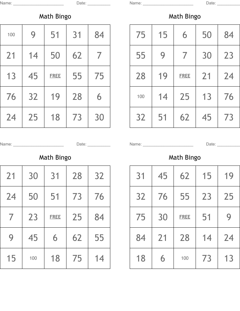 Math Bingo