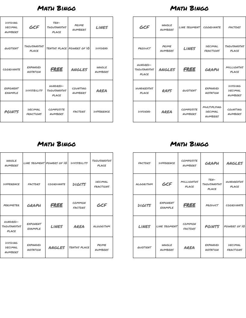 Math Bingo