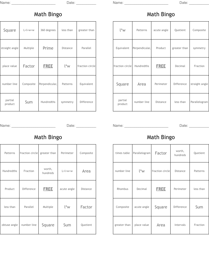Math Bingo