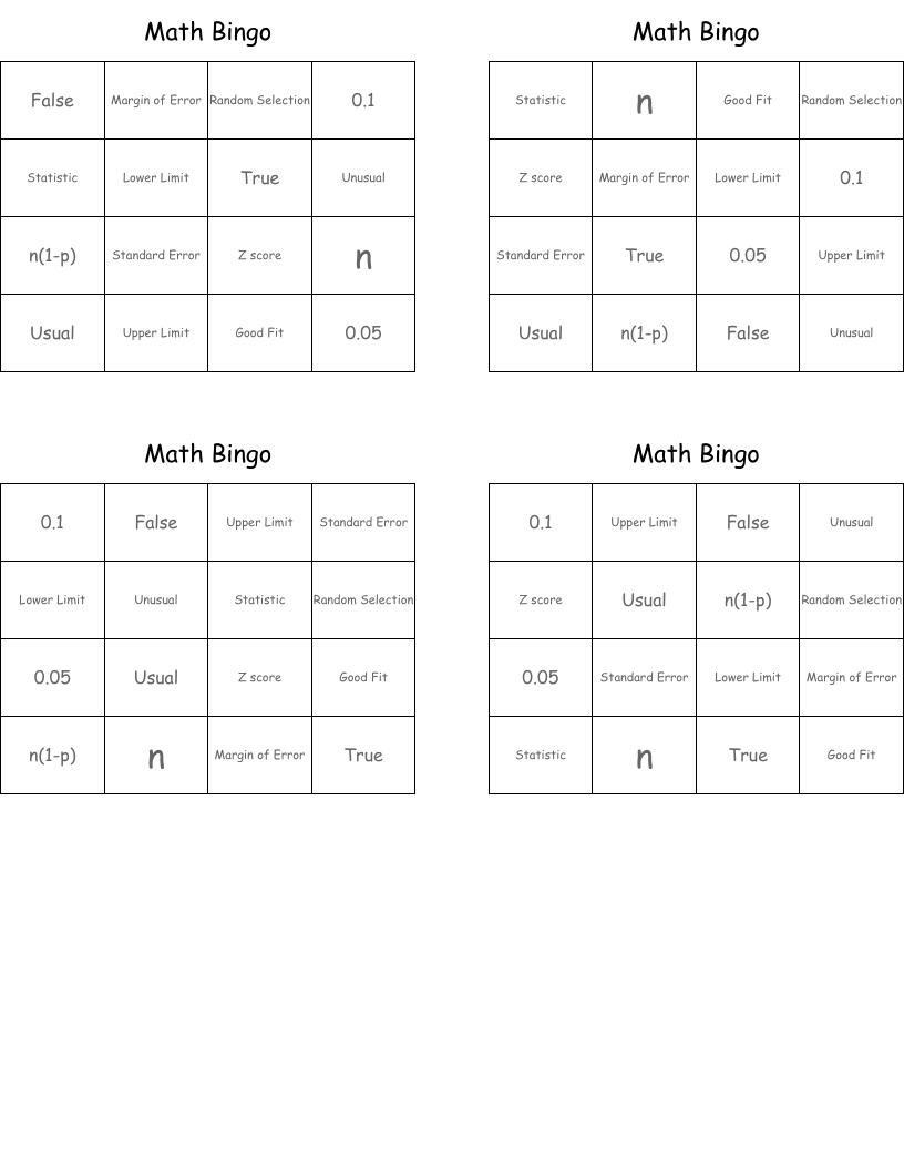 Math Bingo