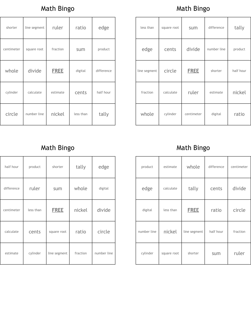 Math Bingo