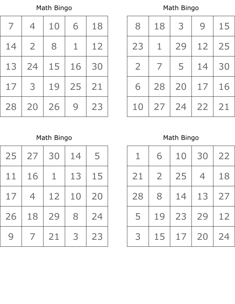 Math Bingo