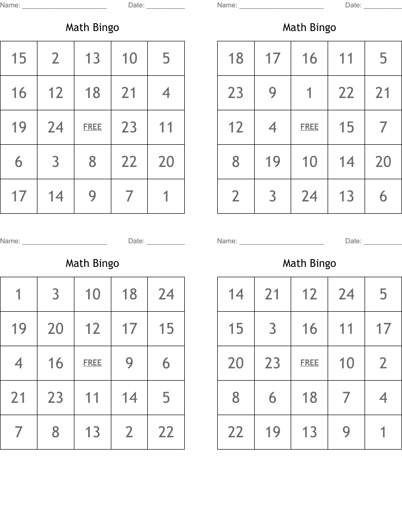 Math Bingo