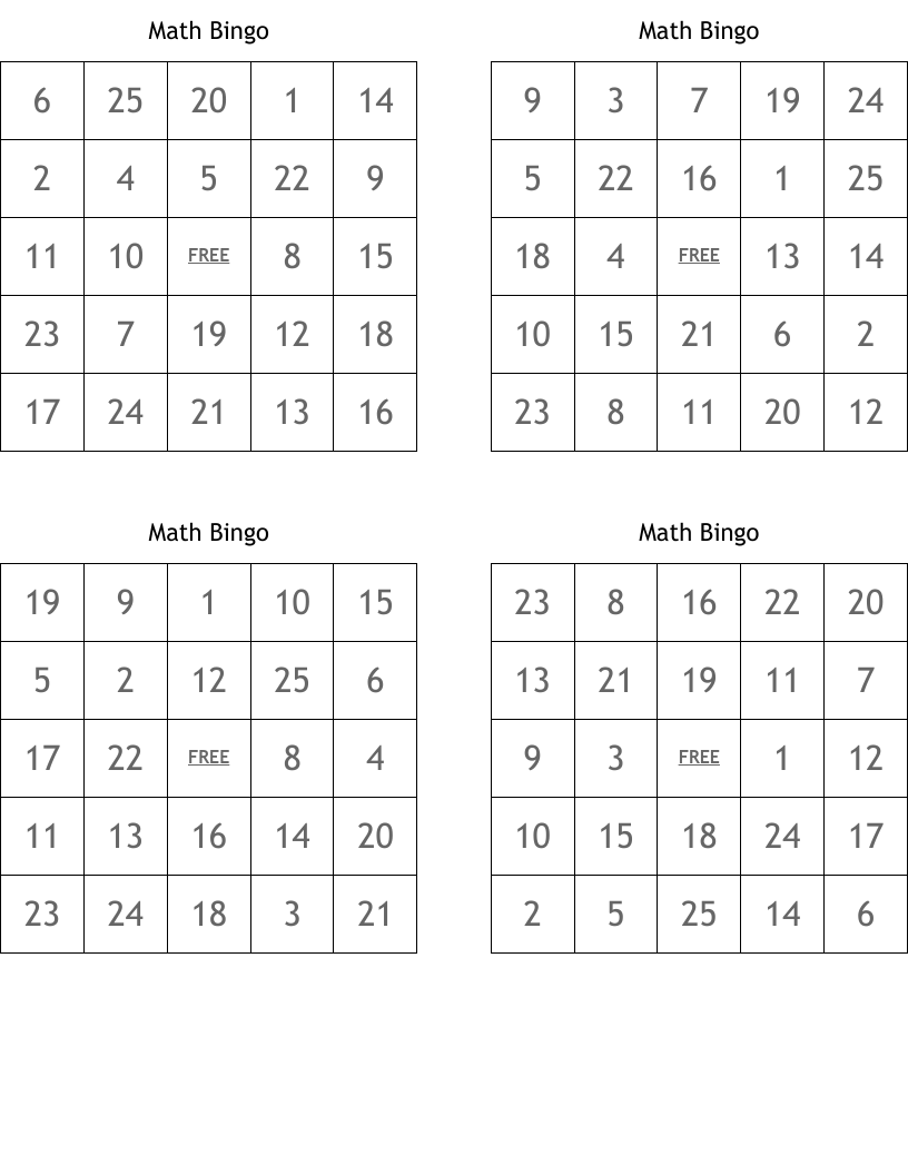 Math Bingo