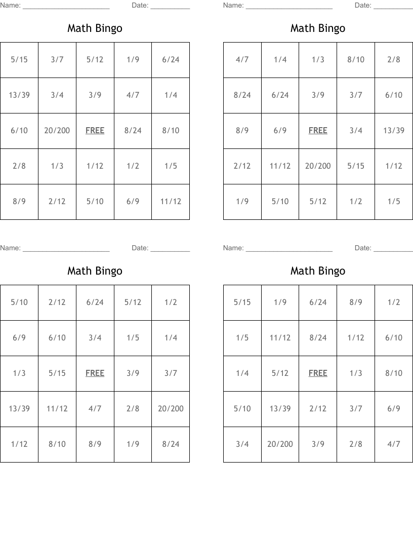 Math Bingo