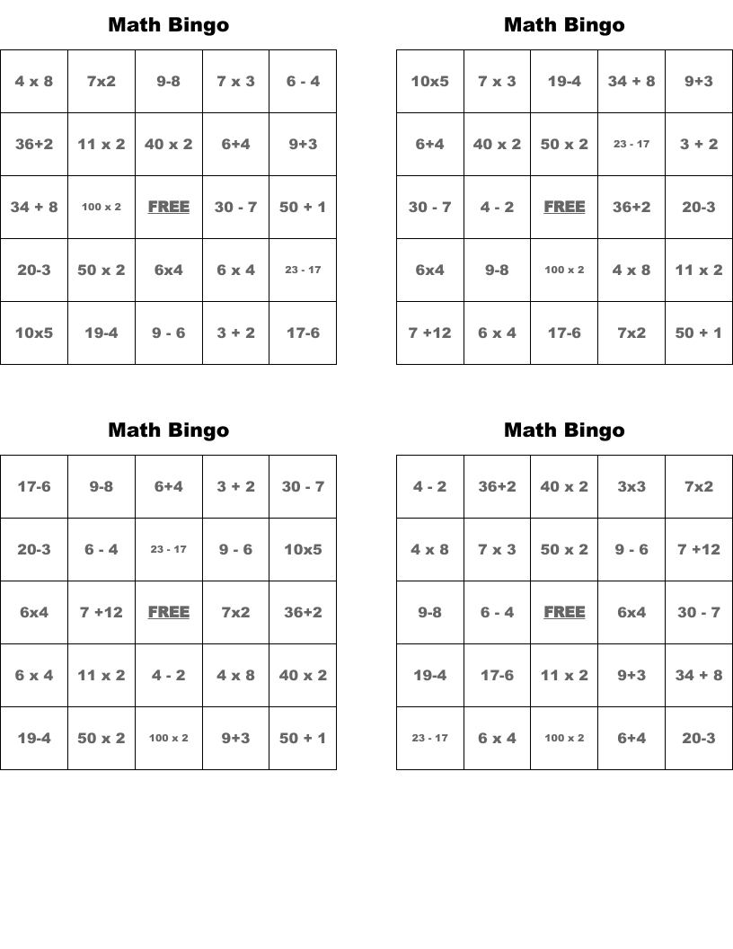 Math Bingo