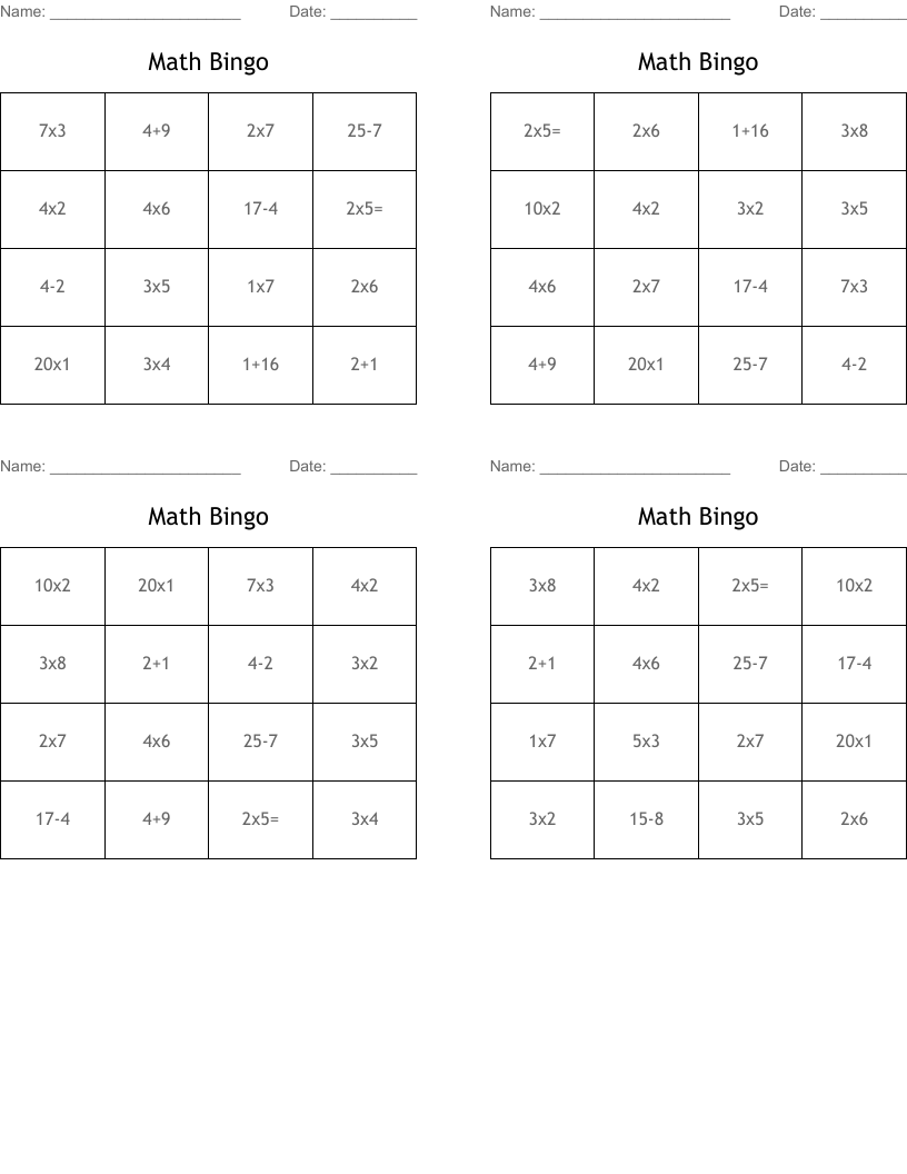Math Bingo