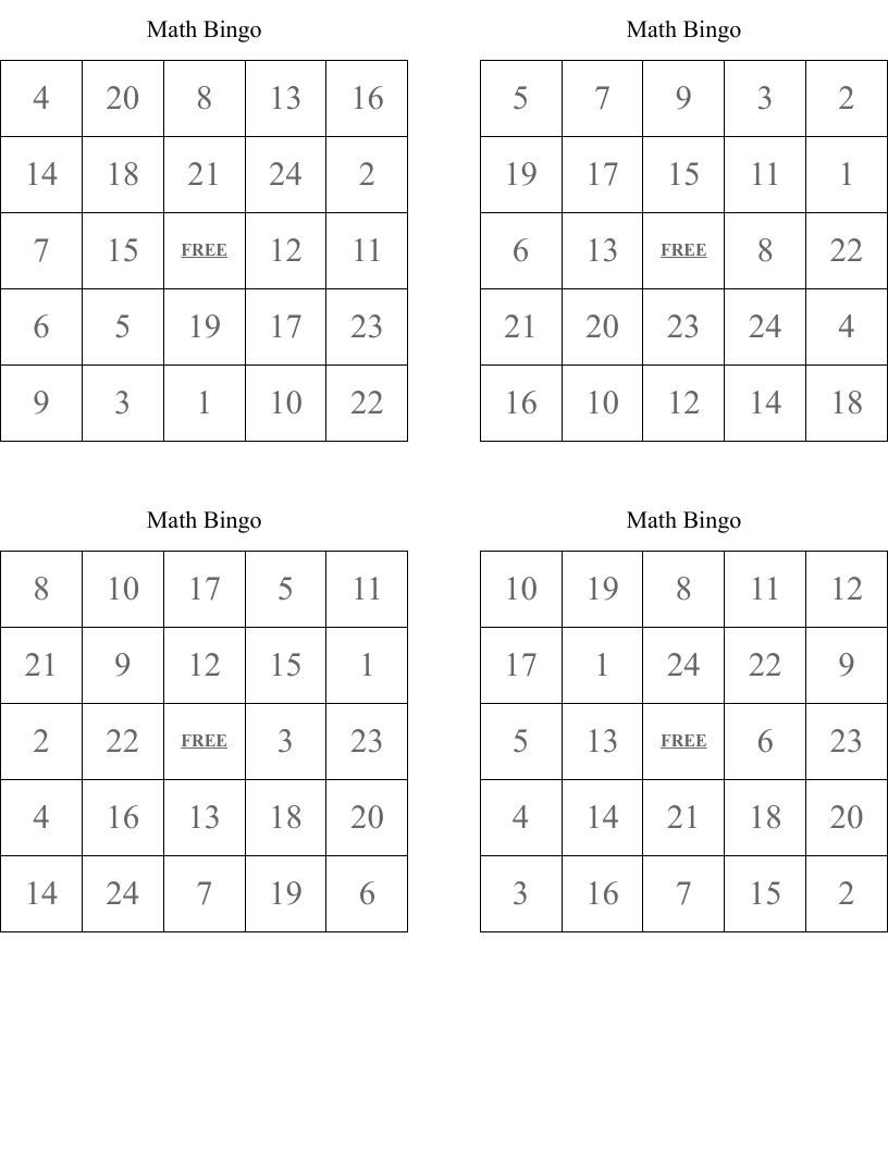 Math Bingo 